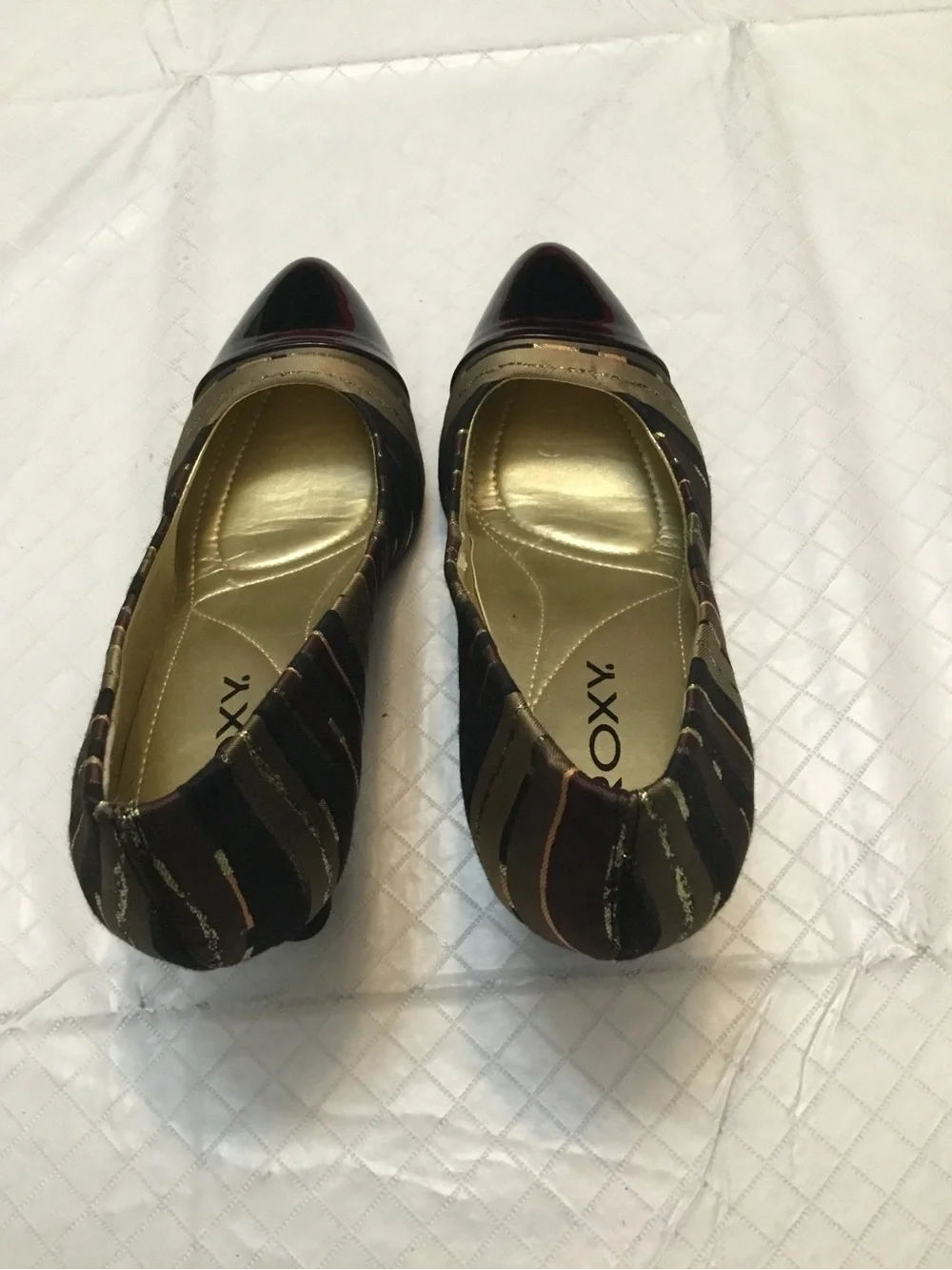 Proxy Black Brown Pointed Toe Pumps Gold Insole Size 6.5